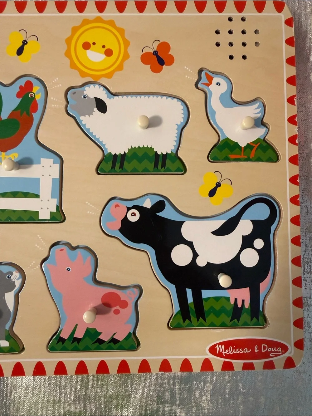 Melissa & Doug Wooden Farm Animals Peg Puzzle - Multi-Color
